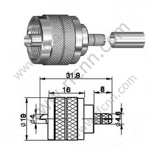 UHF αρσενικό πτύχωση για υποδοχή RG58 RF