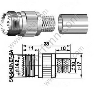 UHF θηλυκό πτύχωμα για RG213 RF Connector