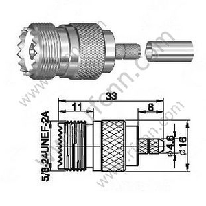 UHF θηλυκό πτύχωση για RG142 RF Connector