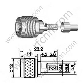 MINI UHF αρσενικό για RG174 RF Connector