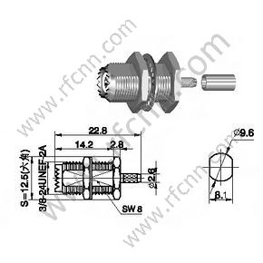 Mini UHF θηλυκό για RG174 RF Connector