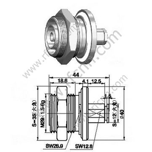 DIN 7/16 Bulkhead Panel Mount Female για RG58 RF Connector
