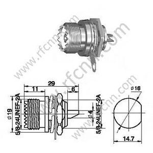 UHF θηλυκό Bulkhead Panel Mount RF Connector